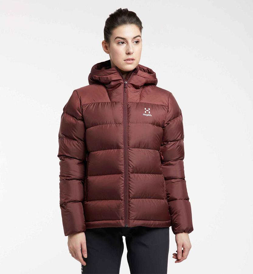 Haglöfs Bield Down Jacket Red For Womens YPUOS9437 Australia